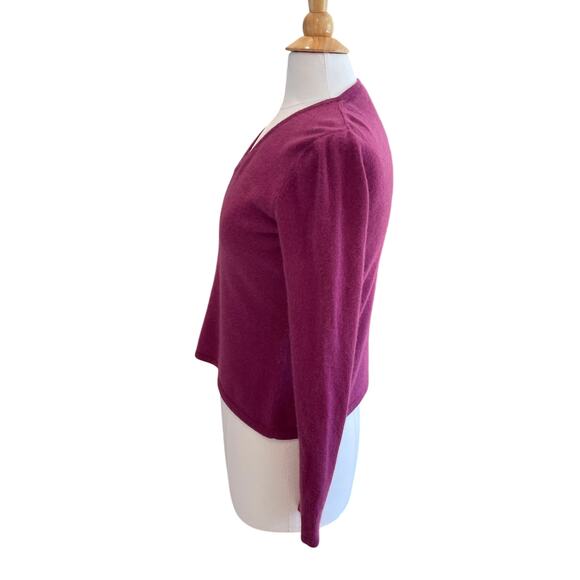 Ann Taylor Fuchsia / Purple V-Neck Long Sleeve Cashmere Sweater, M - Picture 3 of 9